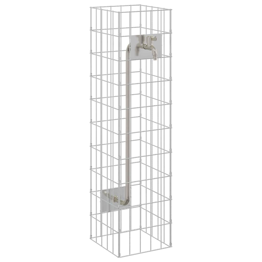 Gabiono stulpas su vandens čiaupu 100x25x25 cm 304 Nerūdijantis plienas