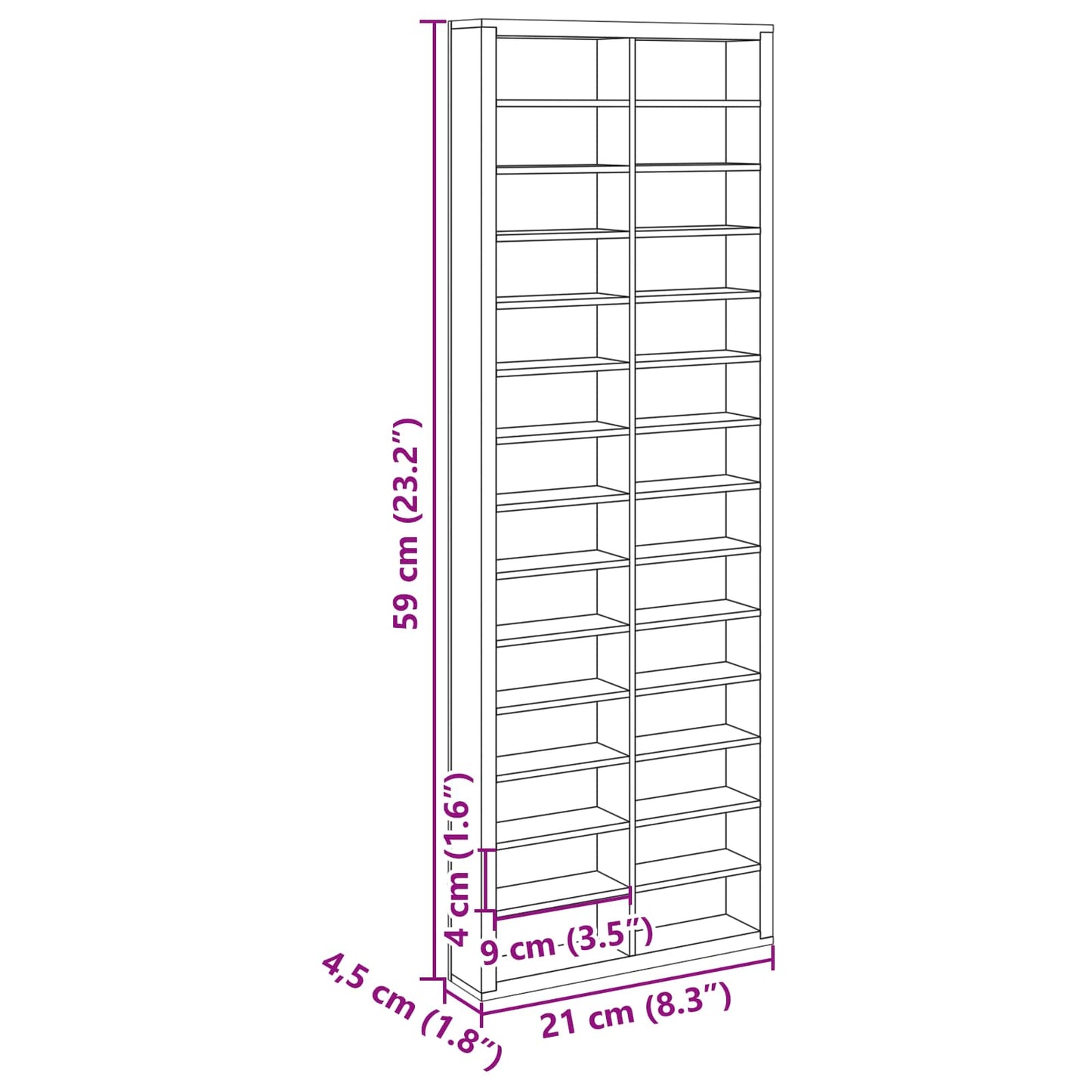 Display Dėžė su saugykla Ruda 21 x 4.5 x 59 cm Apdirbta mediena