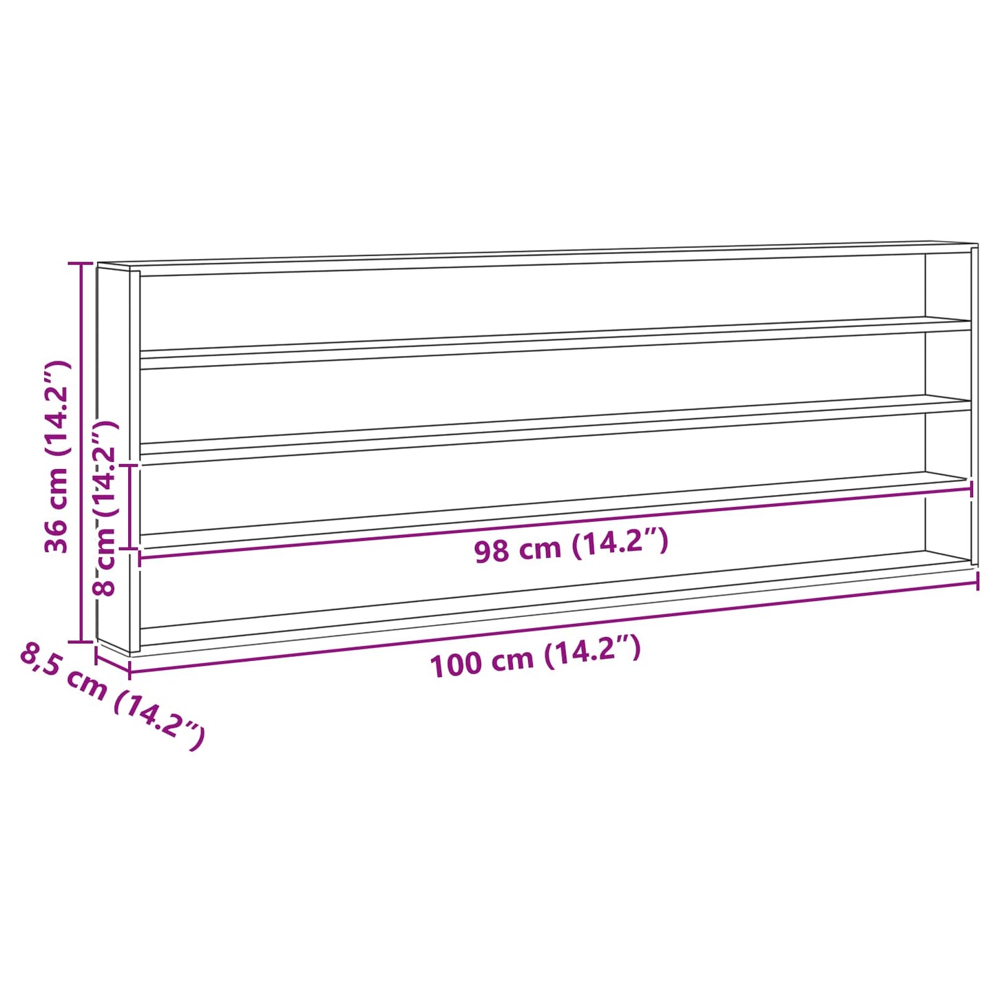 Sieninis vitrina Sieninis Smėlio 100 x 8,5 x 36 cm