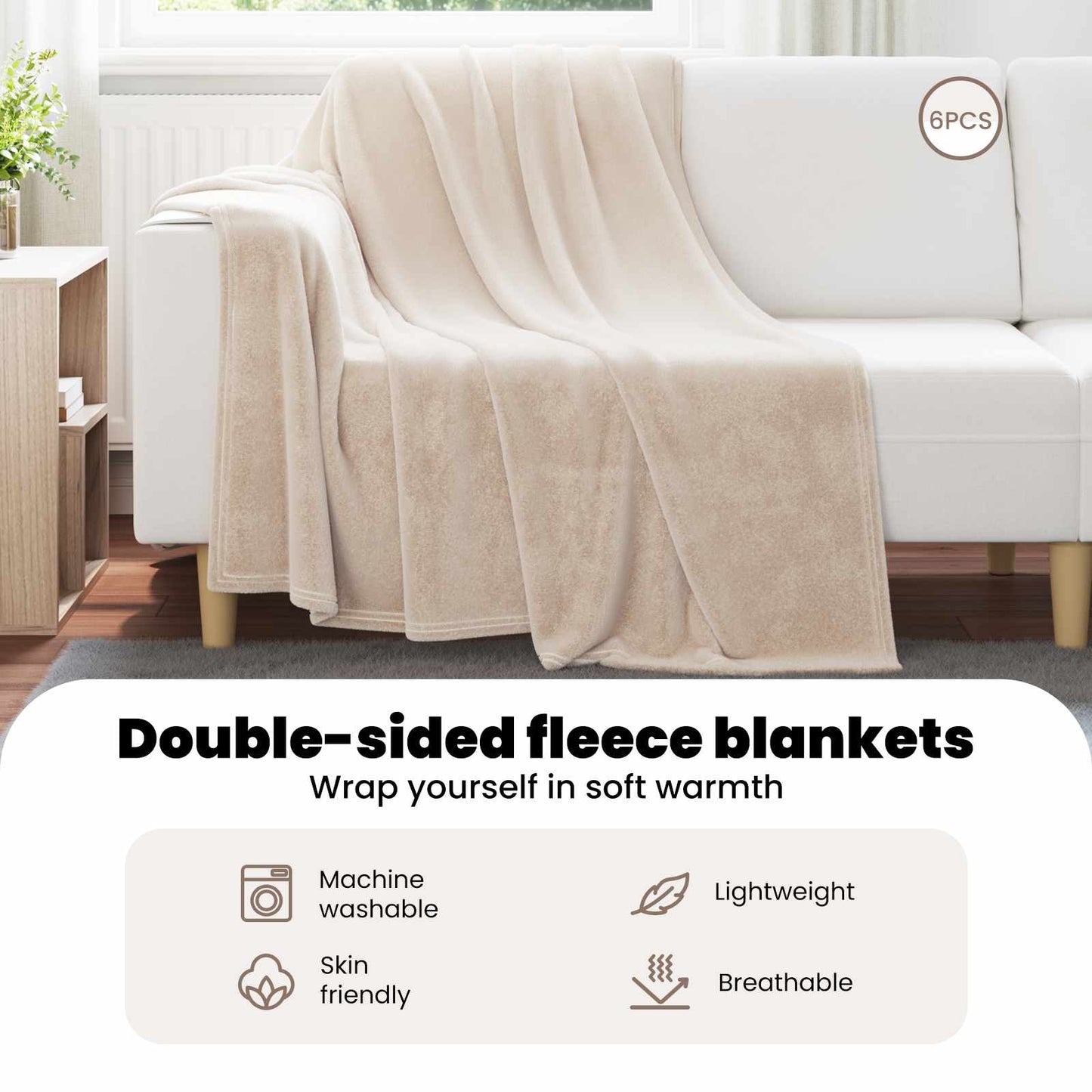 Mesti antklodės 6 pcs Smėlio 150 x 200 cm Flysas