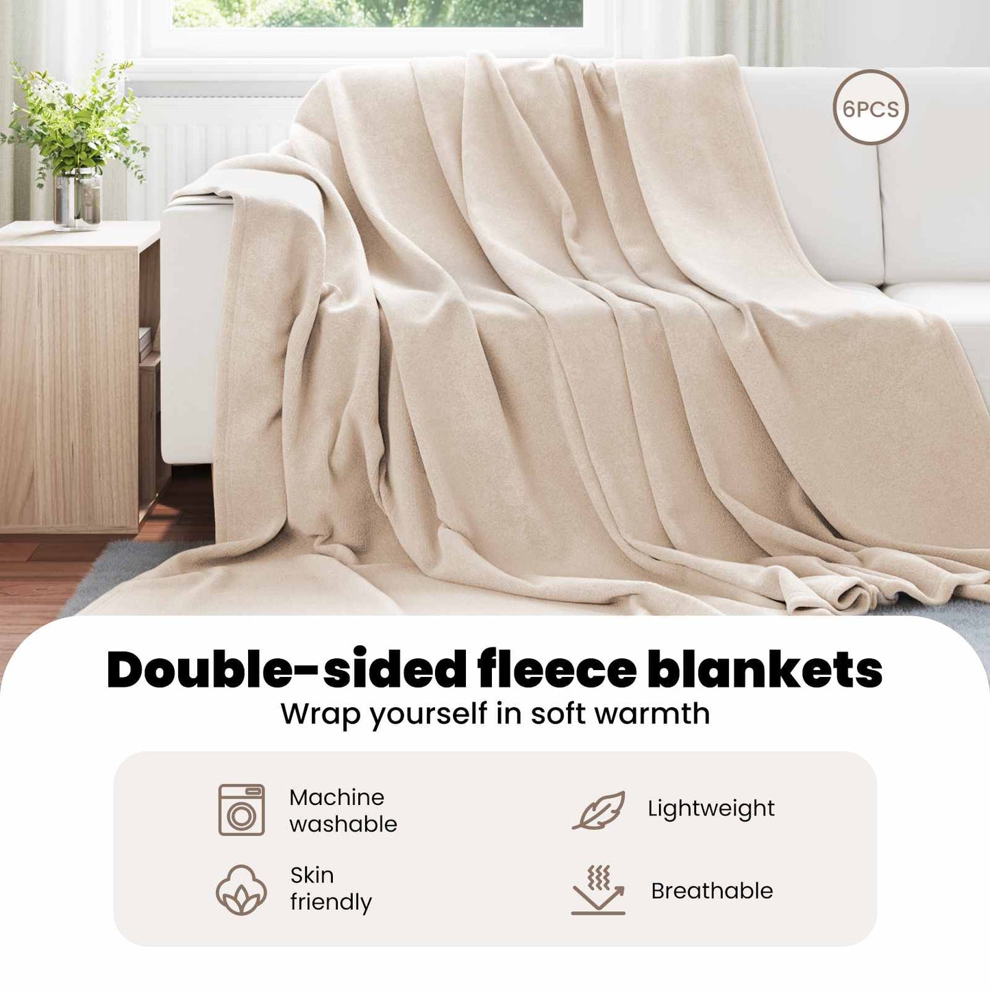 Mesti antklodės 6 pcs Smėlio 220 x 240 cm Flysas