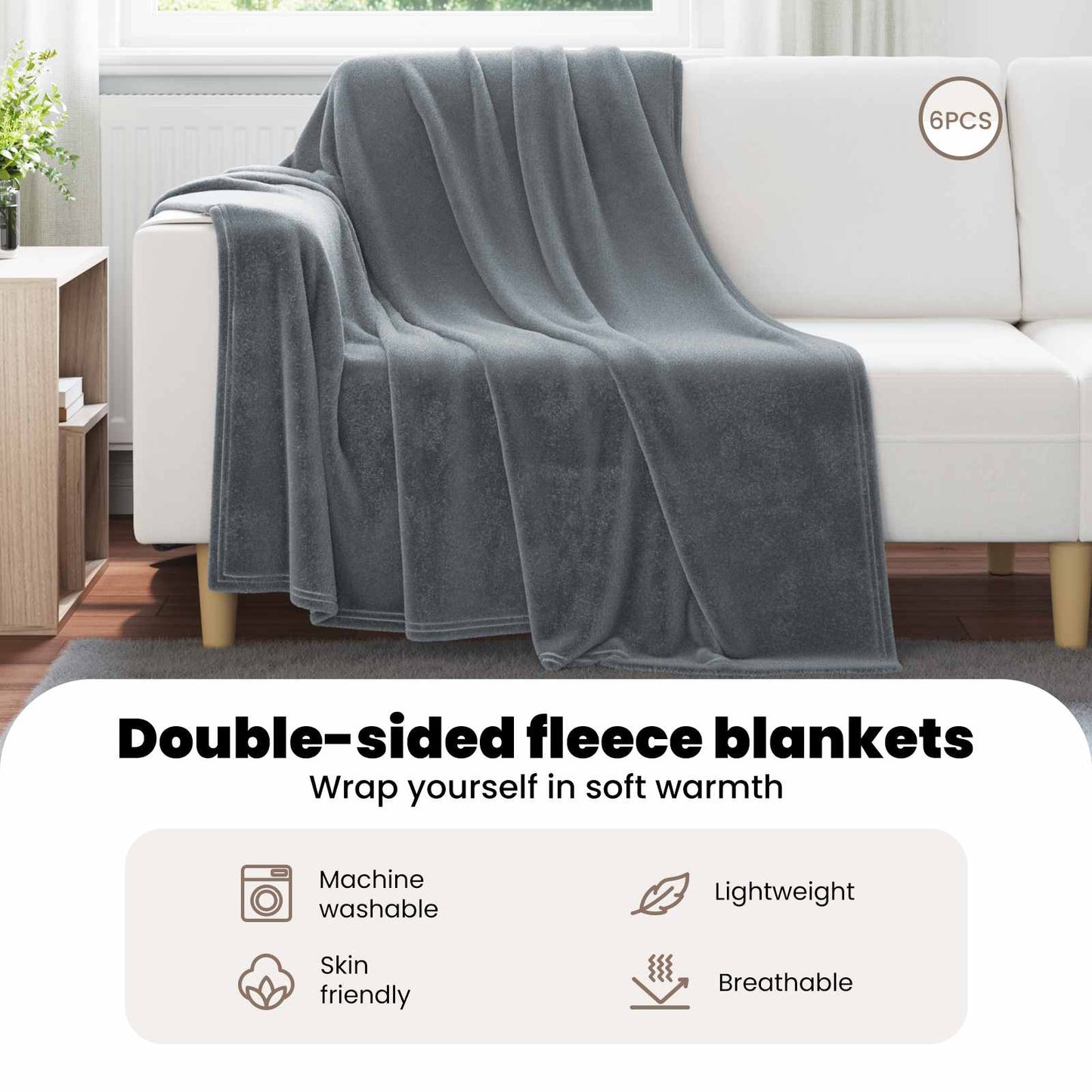 Mesti antklodės 6 pcs Tamsiai pilka 150 x 200 cm Flysas