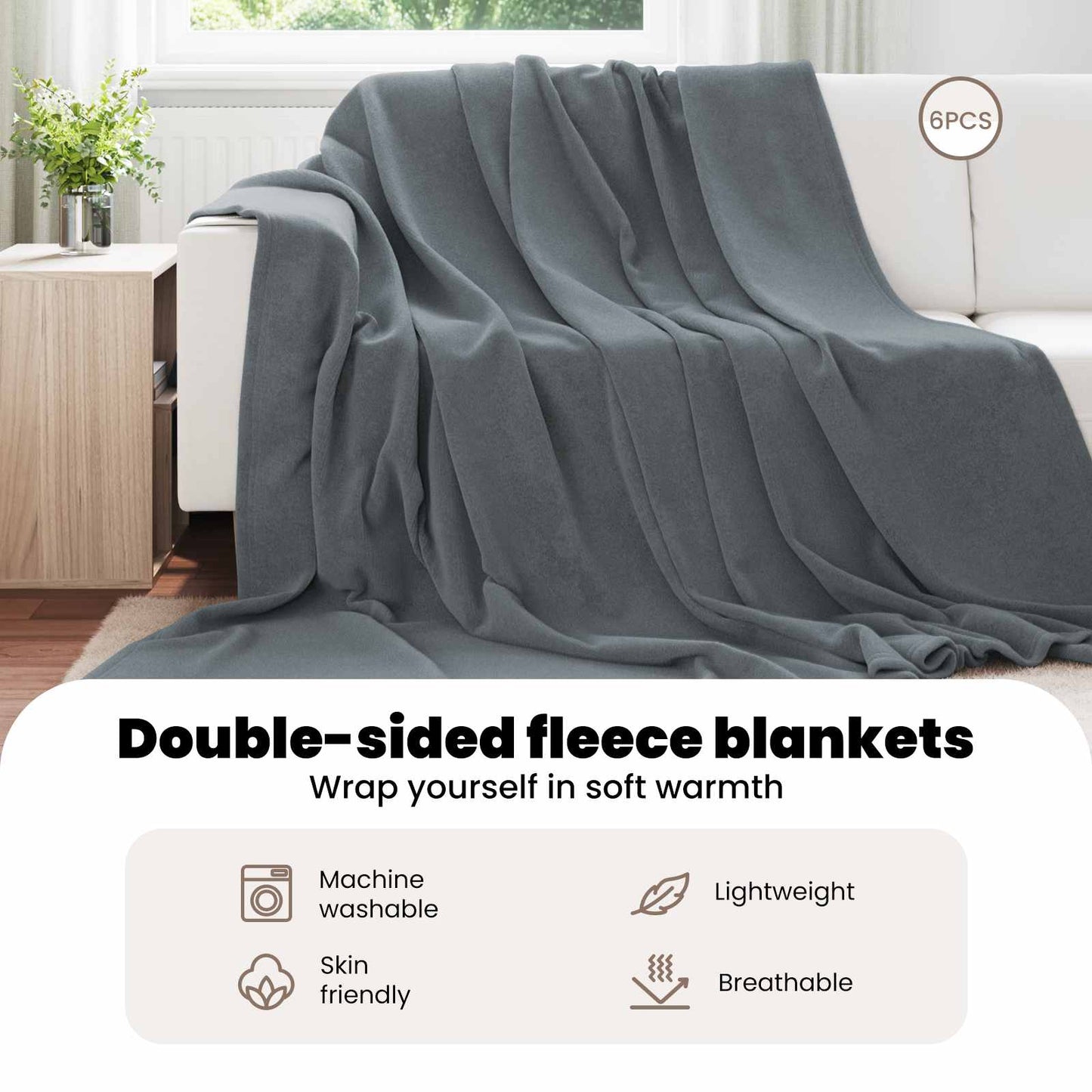 Mesti antklodės 6 pcs Tamsiai pilka 220 x 240 cm Flysas
