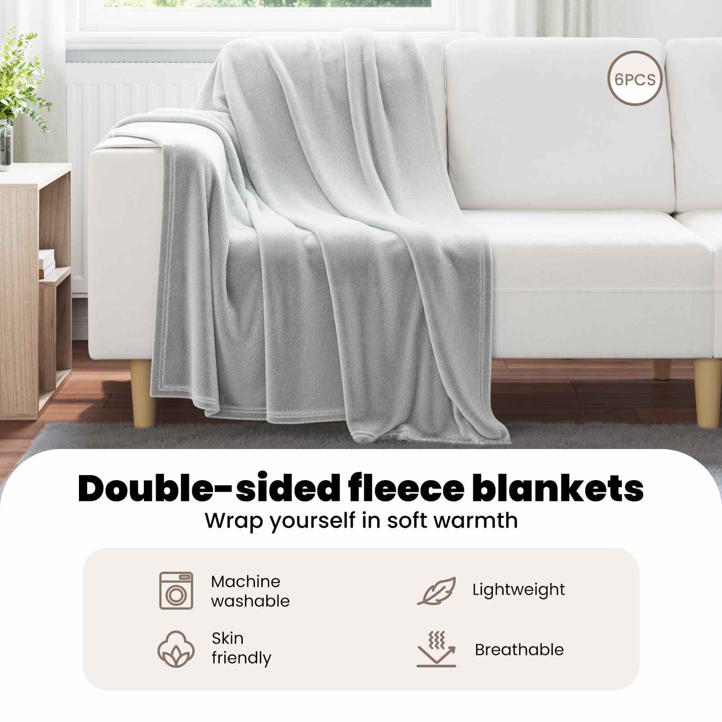 Mesti antklodės 6 pcs Pilka 130 x 150 cm Flysas