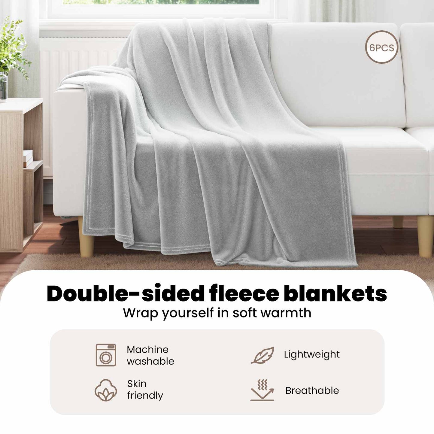 Mesti antklodės 6 pcs Pilka 150 x 200 cm Flysas