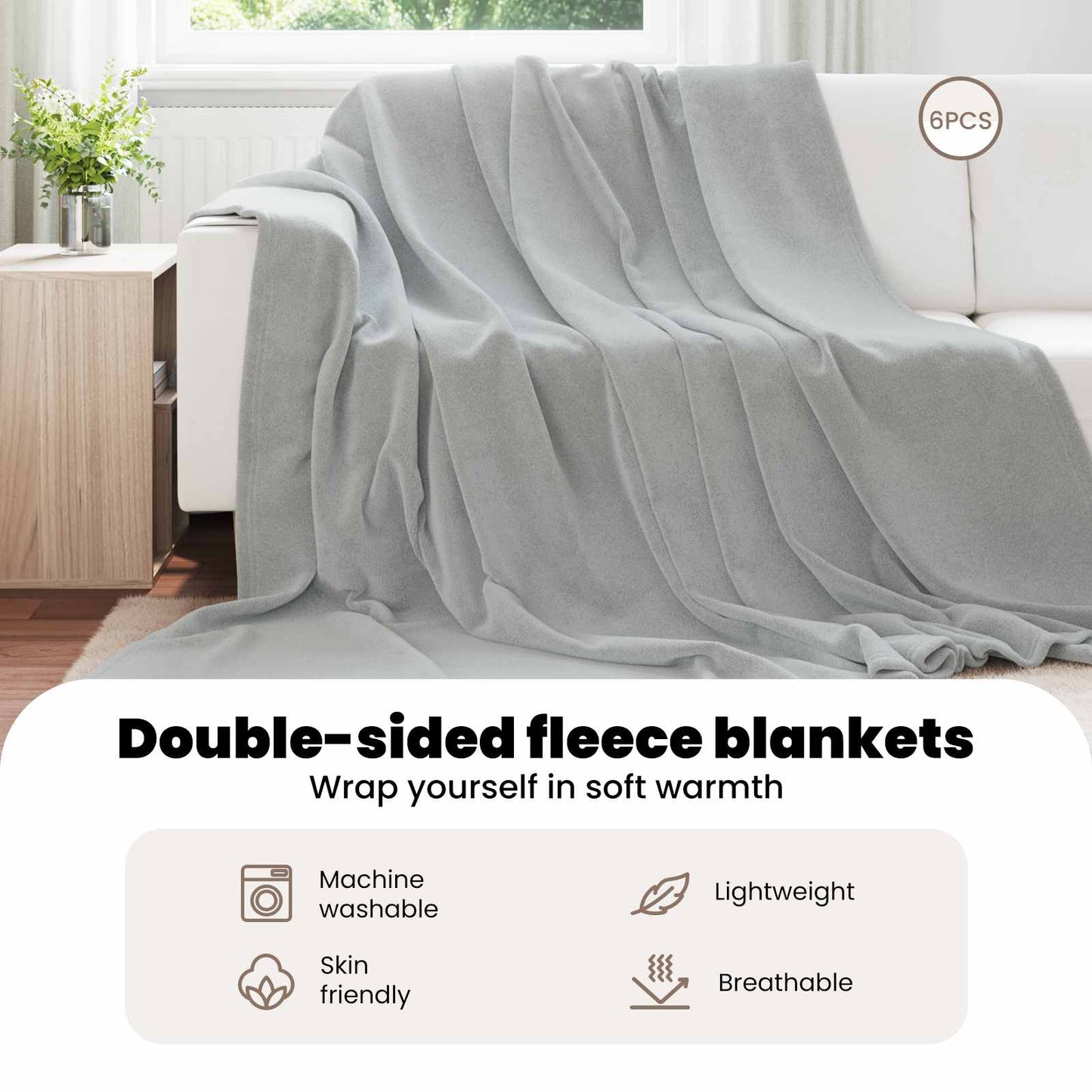 Mesti antklodės 6 pcs Pilka 220 x 240 cm Flysas