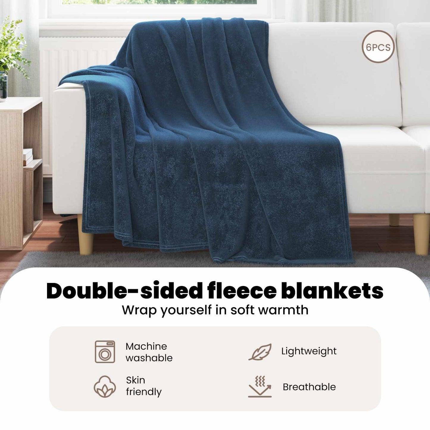 Mesti antklodės 6 pcs Jūrinė mėlyna 150 x 200 cm Flysas