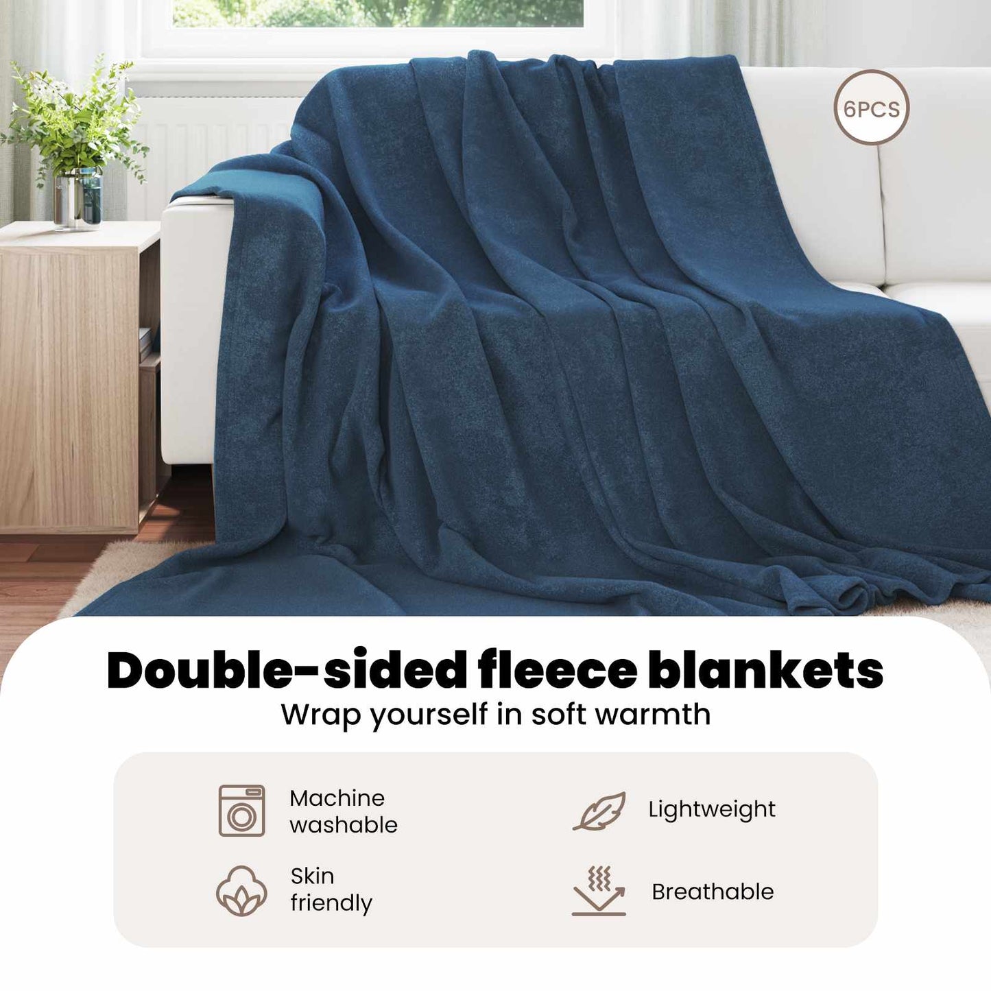 Mesti antklodės 6 pcs Jūrinė mėlyna 240 x 270 cm Flysas