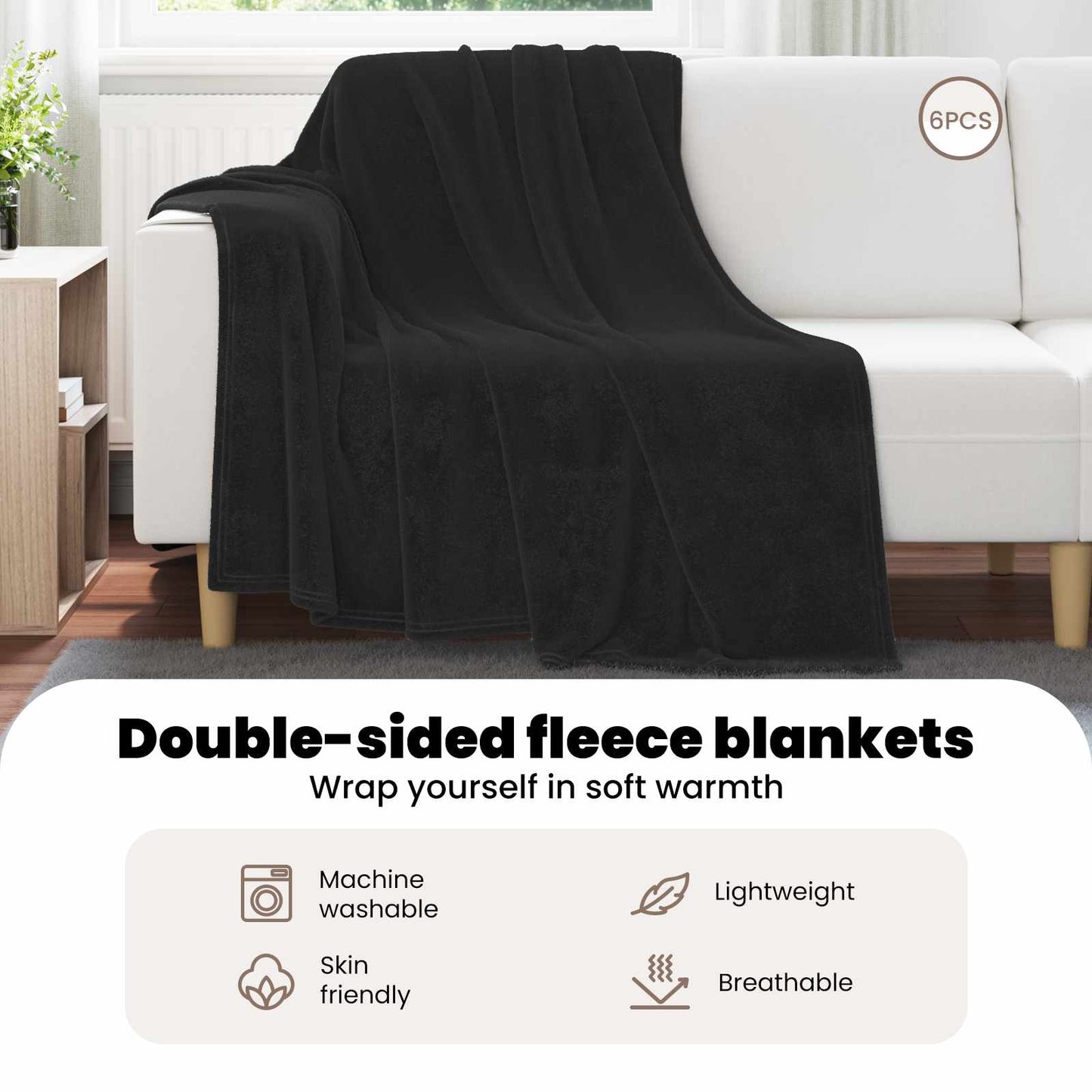 Mesti antklodės 6 pcs Juoda 150 x 200 cm Flysas