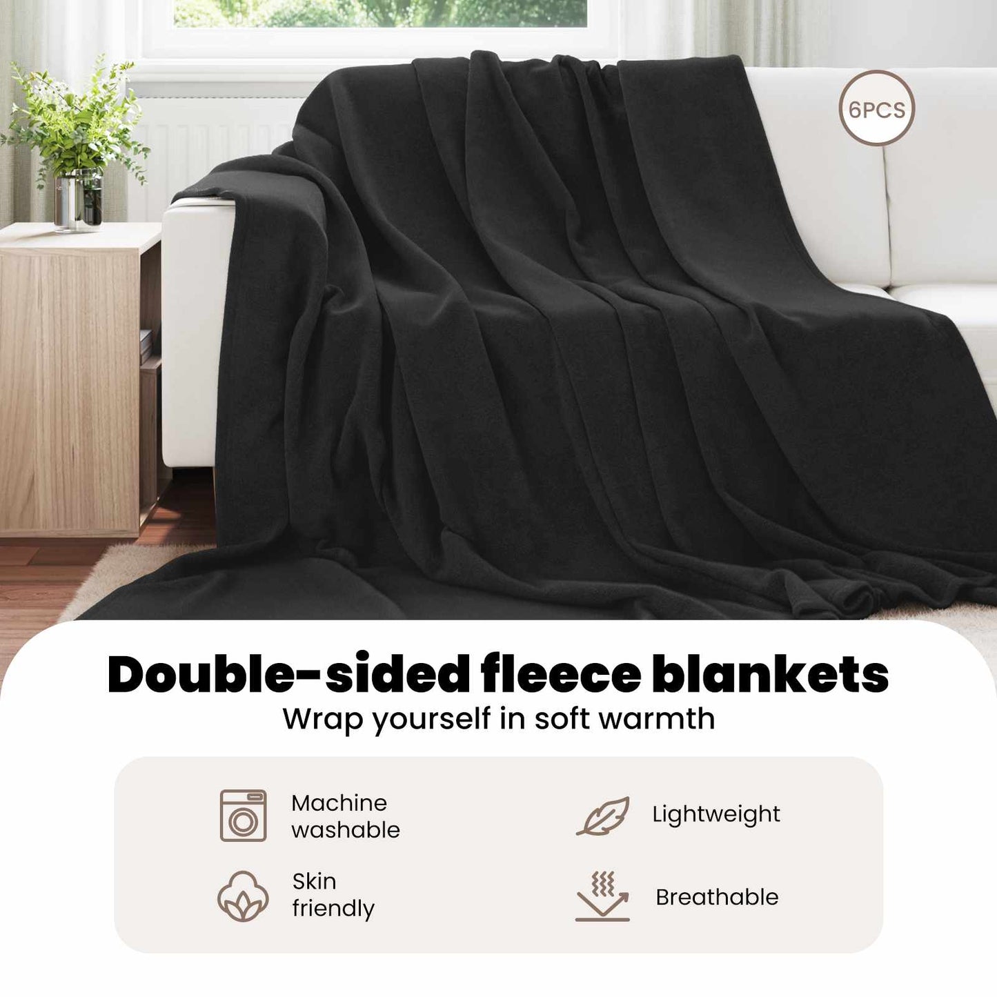 Mesti antklodės 6 pcs Juoda 240 x 270 cm Flysas