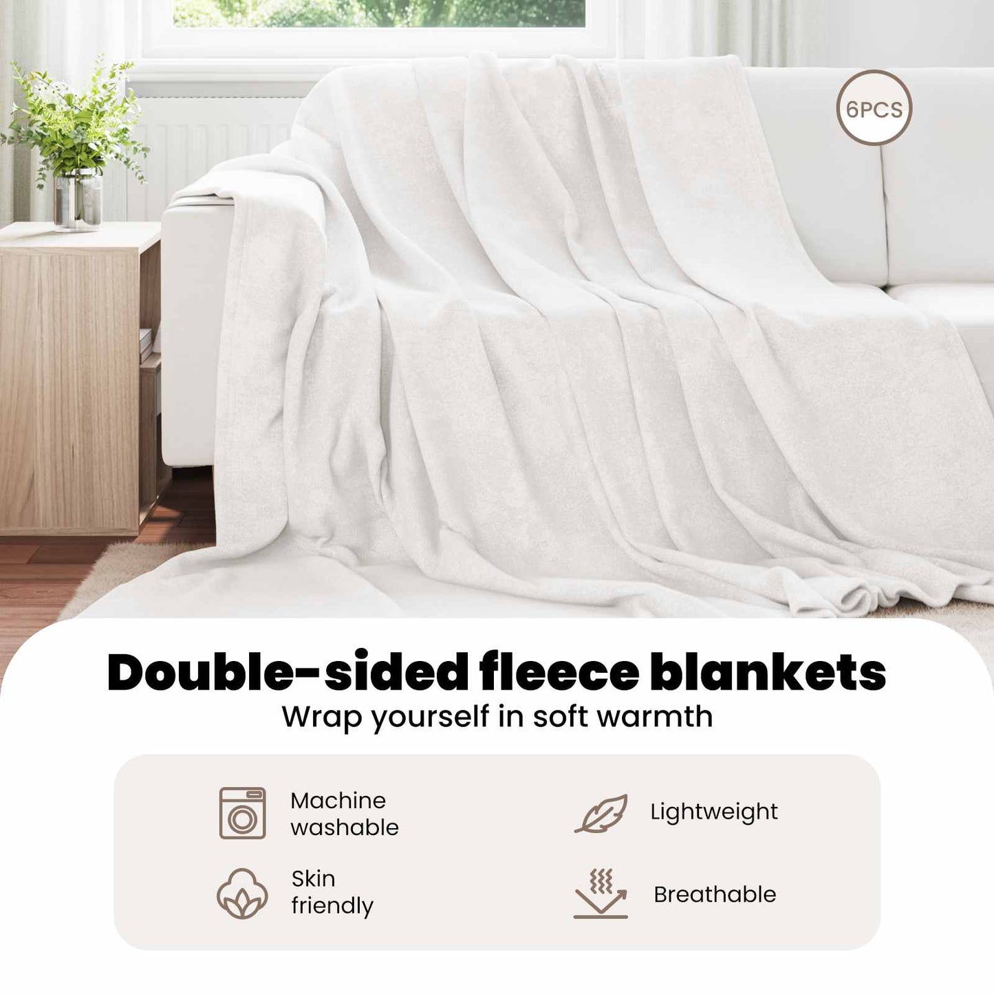 Mesti antklodės 6 pcs Balta 220 x 240 cm Flysas