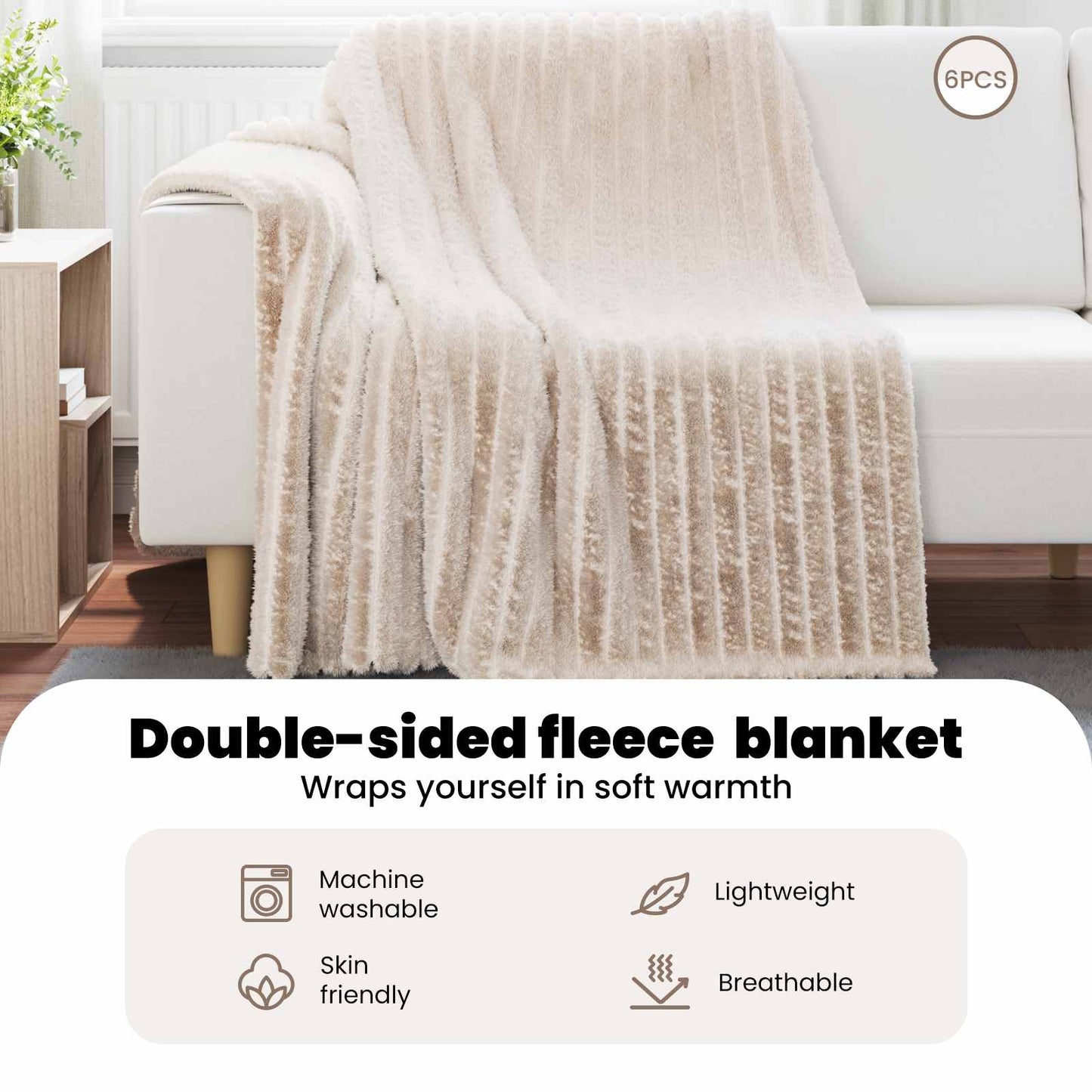 Mesti antklodės 6 pcs Smėlio 200 x 150 cm Flysas