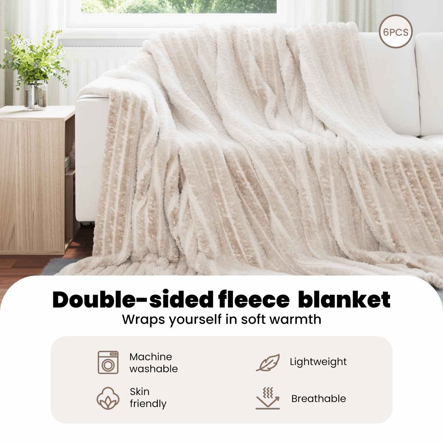 Mesti antklodės 6 pcs Smėlio 270 x 240 cm Flysas