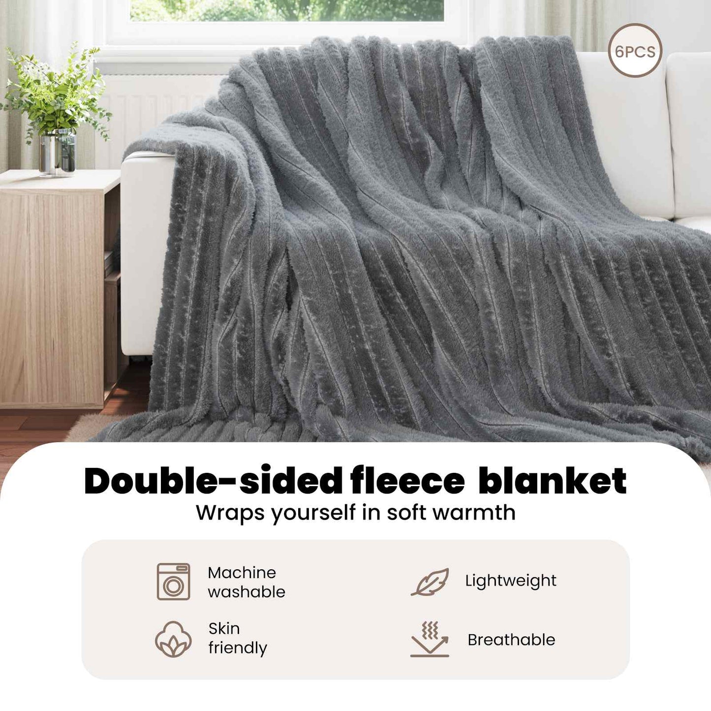 Mesti antklodės 6 pcs Tamsiai pilka 270 x 240 cm Flysas