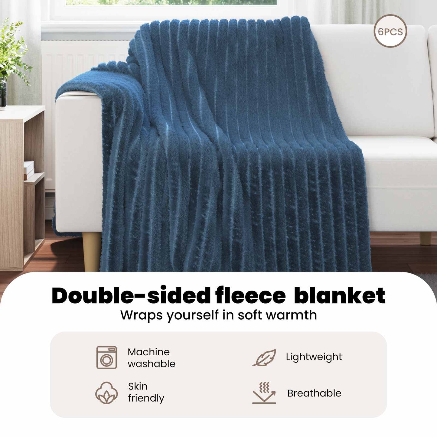 Mesti antklodės 6 pcs Jūrinė mėlyna 200 x 150 cm Flysas