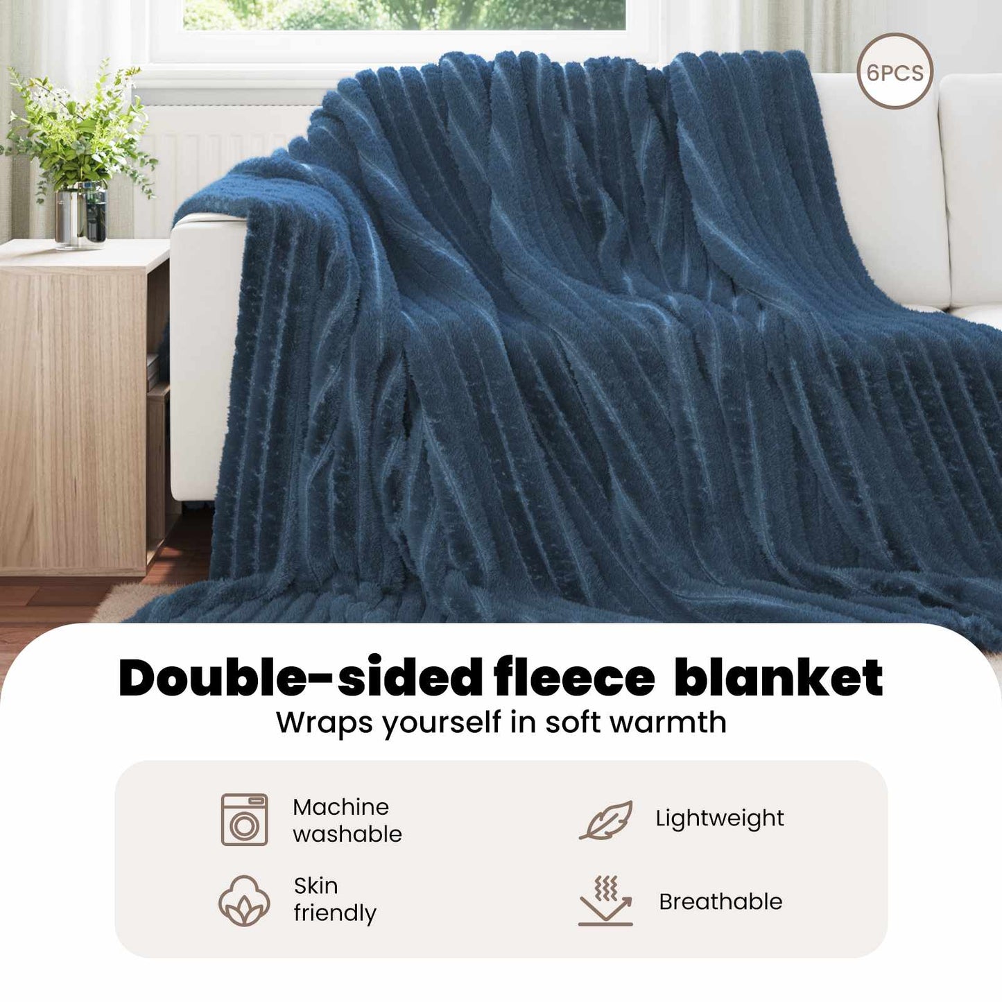 Mesti antklodės 6 pcs Jūrinė mėlyna 240 x 220 cm Flysas