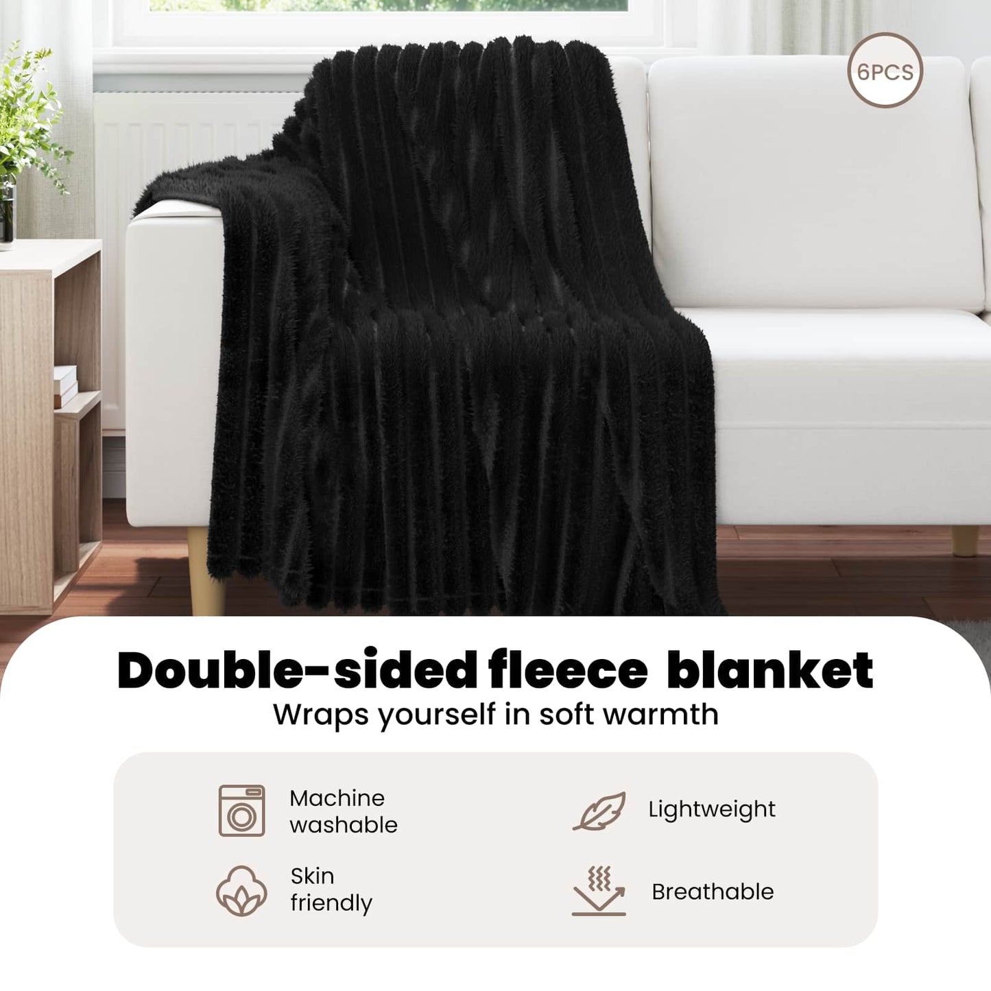 Mesti antklodės 6 pcs Juoda 150 x 130 cm Flysas