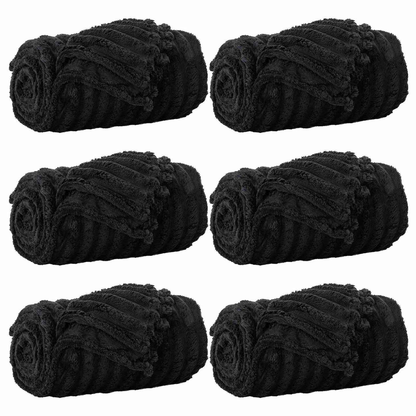 Mesti antklodės 6 pcs Juoda 150 x 130 cm Flysas