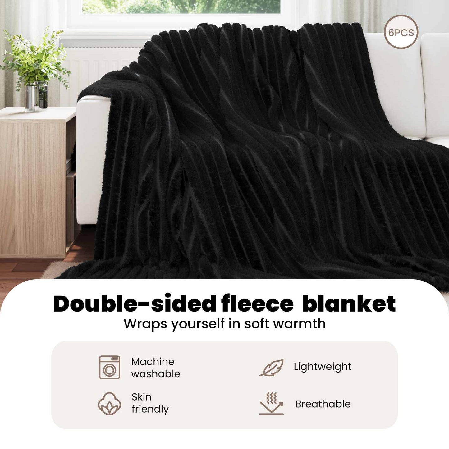 Mesti antklodės 6 pcs Juoda 270 x 240 cm Flysas