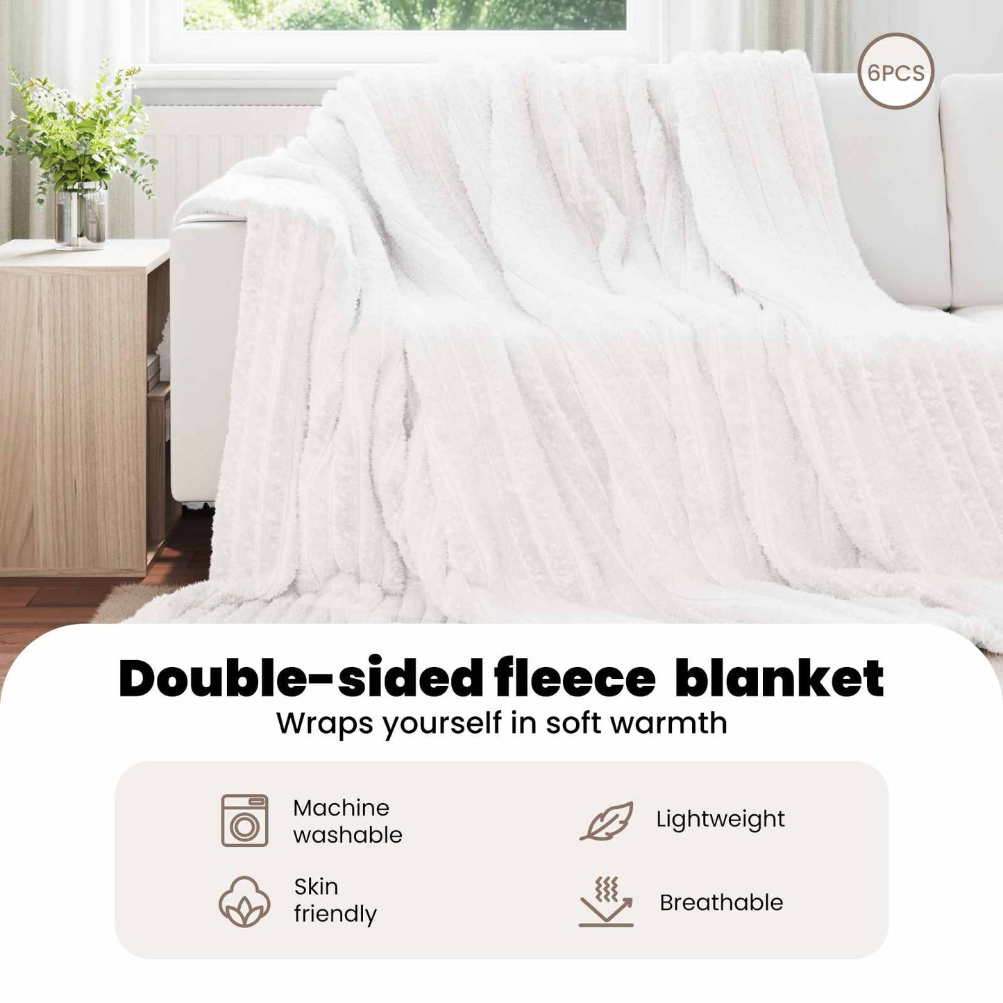 Mesti antklodės 6 pcs Balta 240 x 220 cm Flysas