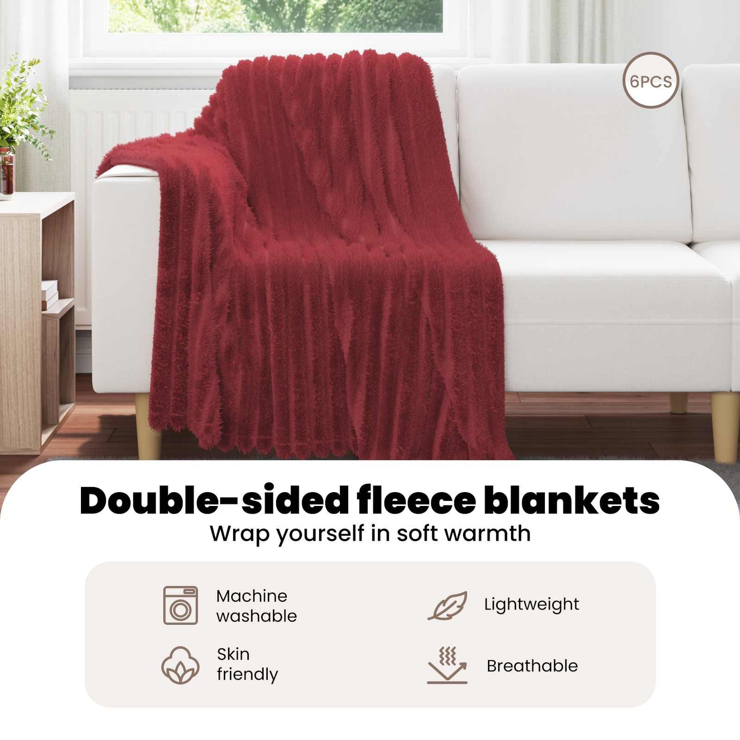 Mesti antklodės 6 pcs Bordo raudona 150 x 130 cm Flysas