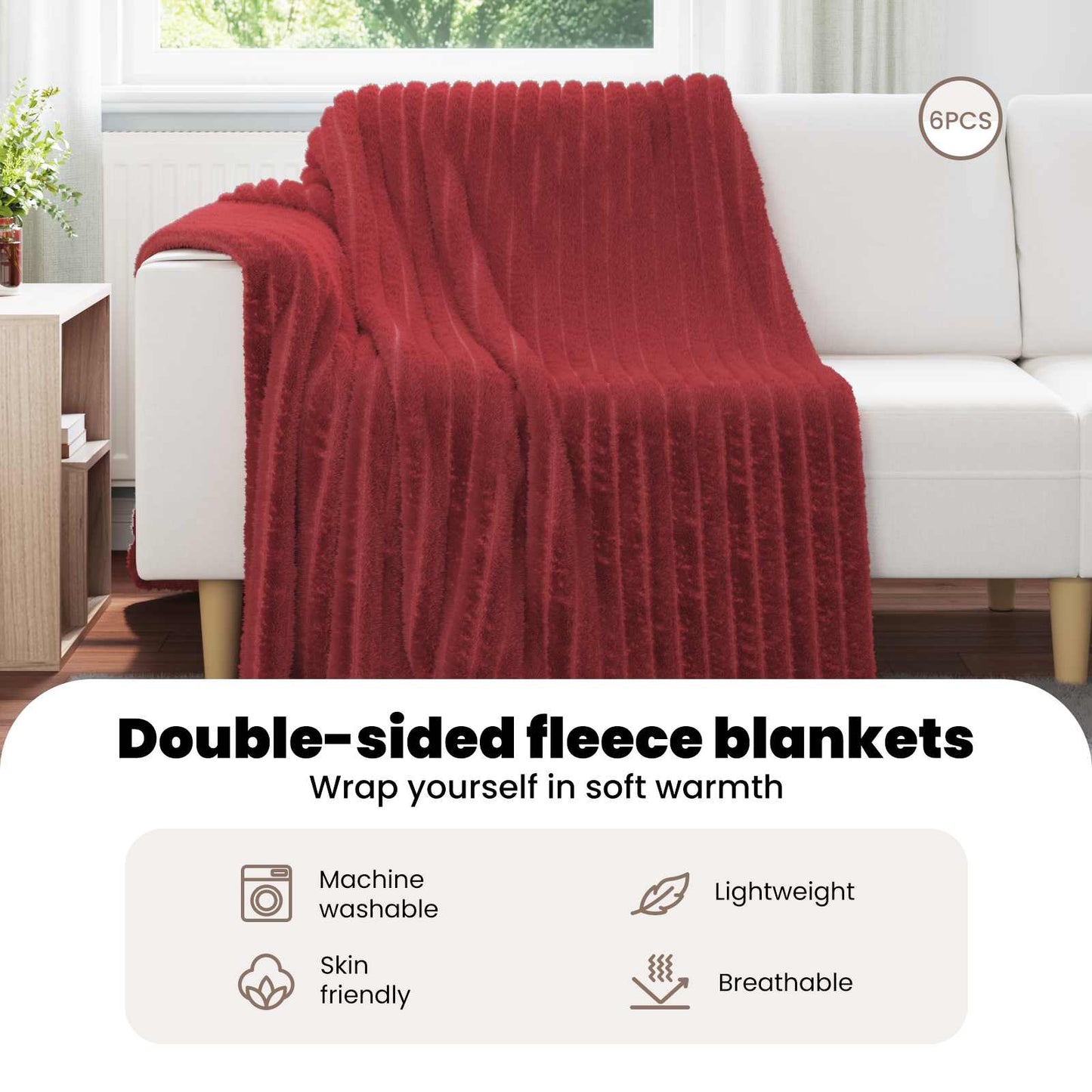 Mesti antklodės 6 pcs Bordo raudona 200 x 150 cm Flysas