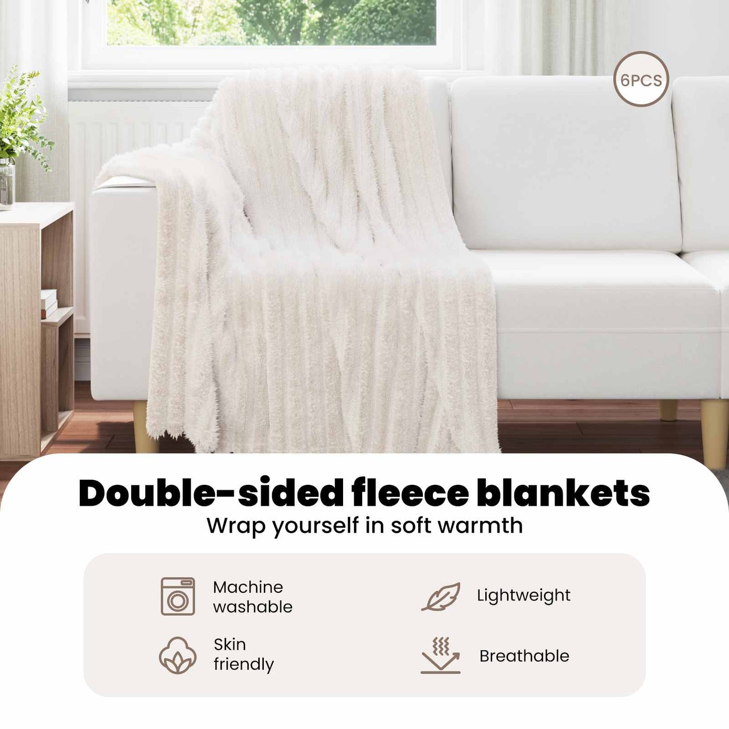 Mesti antklodės 6 pcs Kreminė 150 x 130 cm Flysas