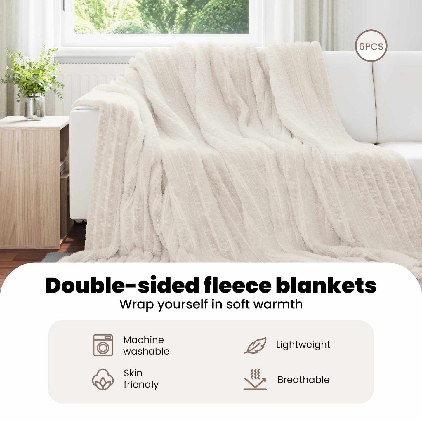 Mesti antklodės 6 pcs Kreminė 270 x 240 cm Flysas
