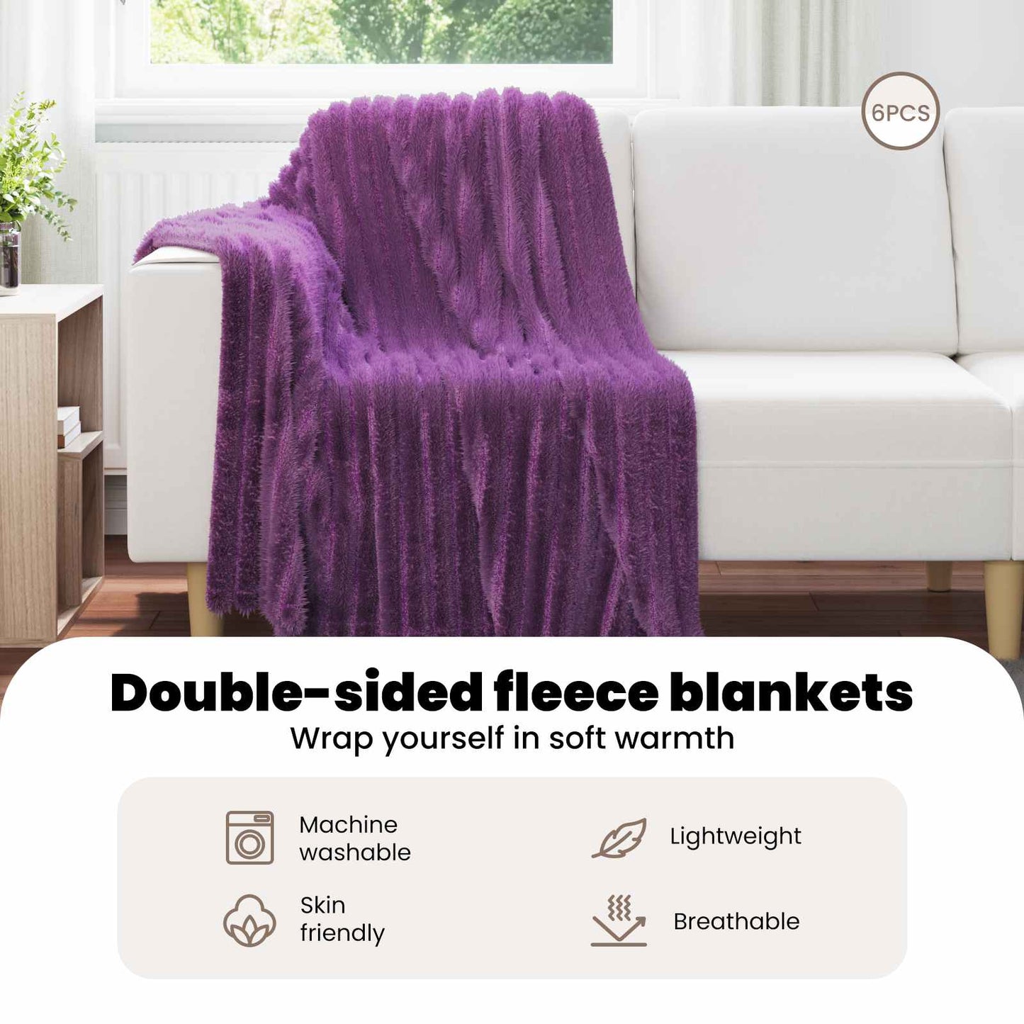 Mesti antklodės 6 pcs Violetinė 150 x 130 cm Flysas