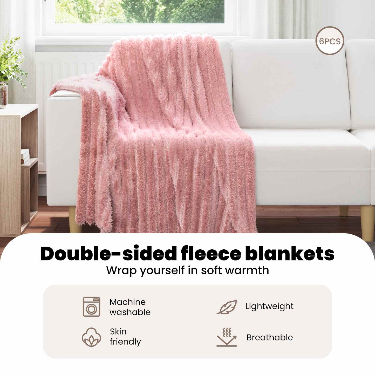 Mesti antklodės 6 pcs Rožinė 150 x 130 cm Flysas