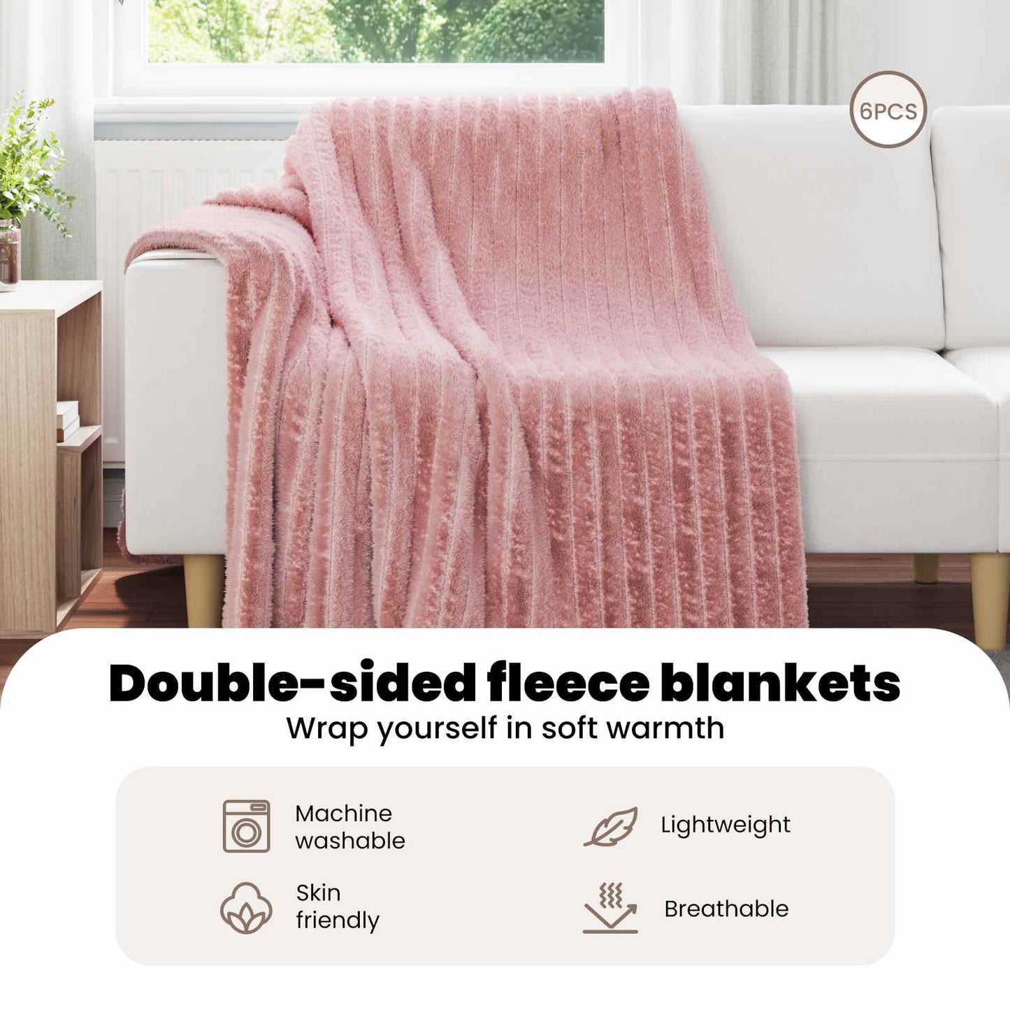 Mesti antklodės 6 pcs Rožinė 200 x 150 cm Flysas