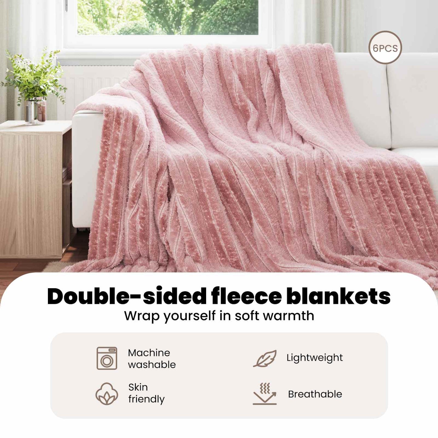 Mesti antklodės 6 pcs Rožinė 240 x 220 cm Flysas