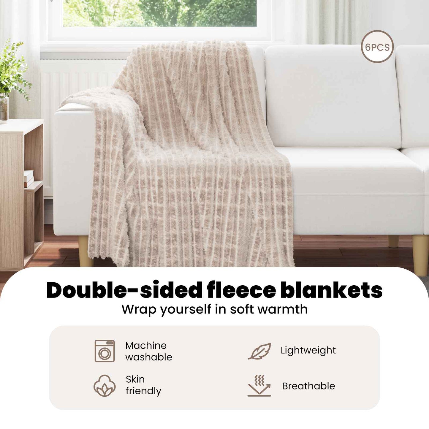 Mesti antklodės 6 pcs Smėlio 150 x 130 cm Flysas