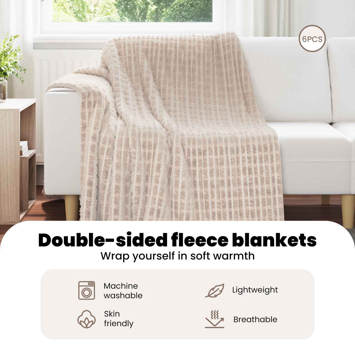 Mesti antklodės 6 pcs Smėlio 200 x 150 cm Flysas