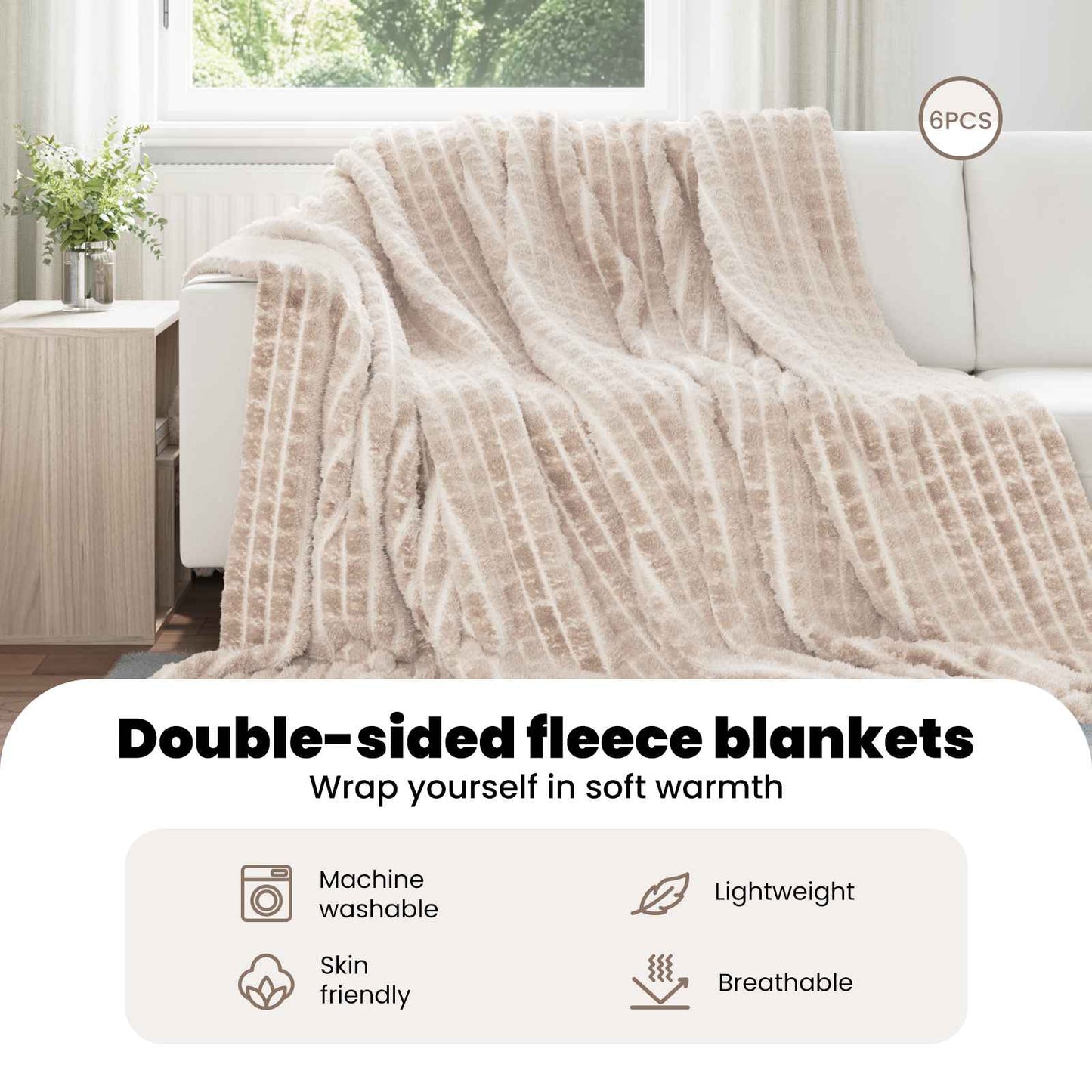 Mesti antklodės 6 pcs Smėlio 270 x 240 cm Flysas