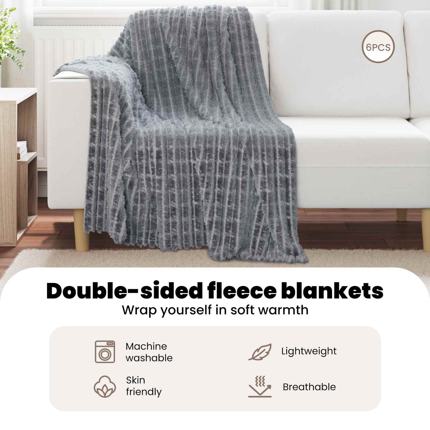 Mesti antklodės 6 pcs Tamsiai pilka 150 x 130 cm Flysas