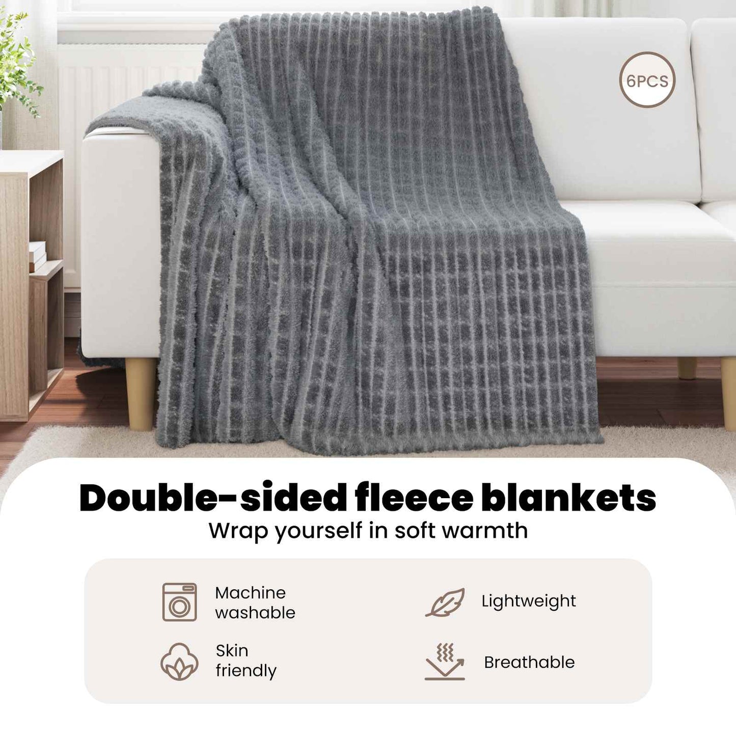 Mesti antklodės 6 pcs Tamsiai pilka 200 x 150 cm Flysas
