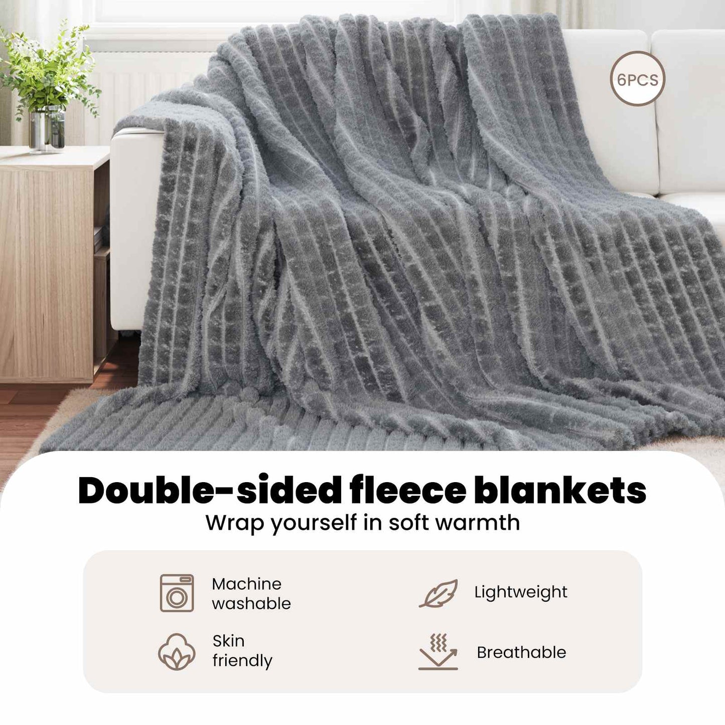 Mesti antklodės 6 pcs Tamsiai pilka 270 x 240 cm Flysas