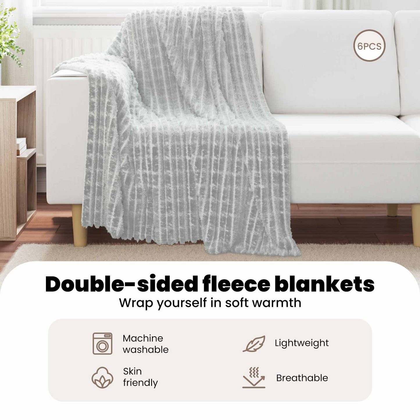 Mesti antklodės 6 pcs Pilka 150 x 130 cm Flysas