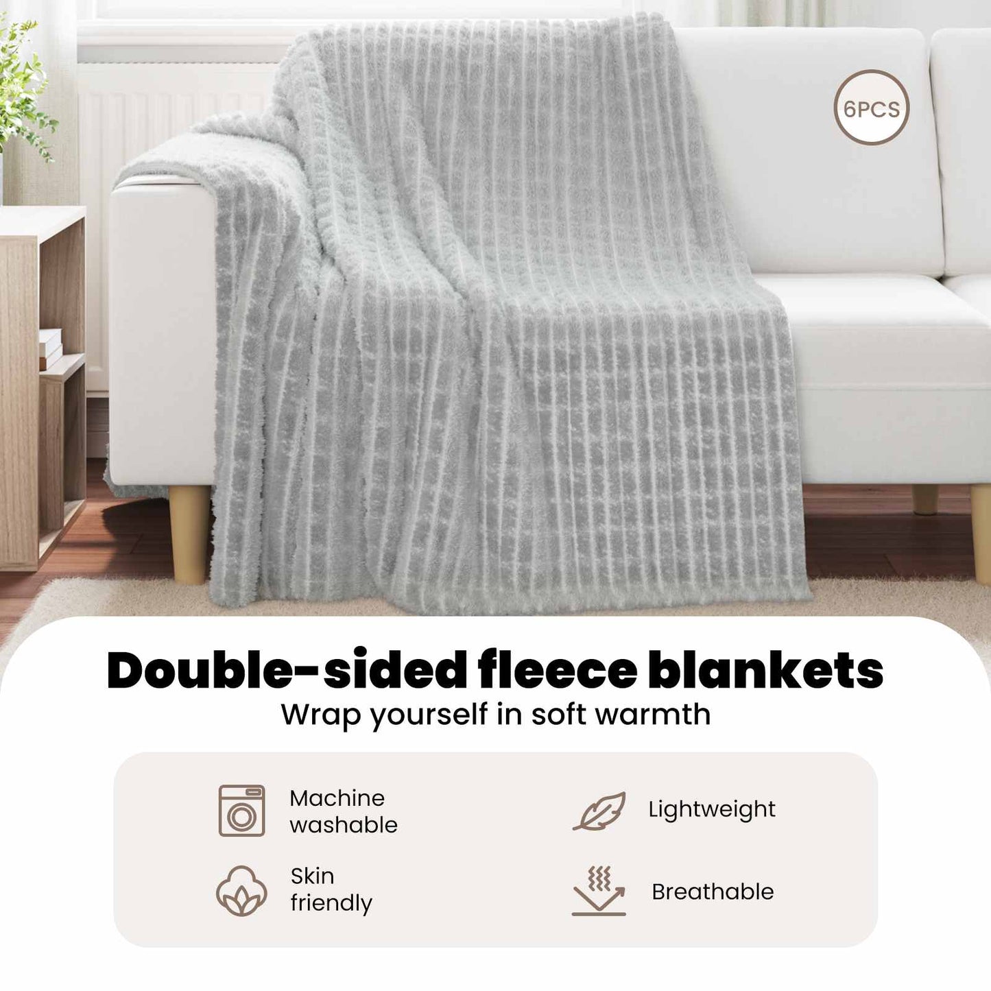 Mesti antklodės 6 pcs Pilka 200 x 150 cm Flysas
