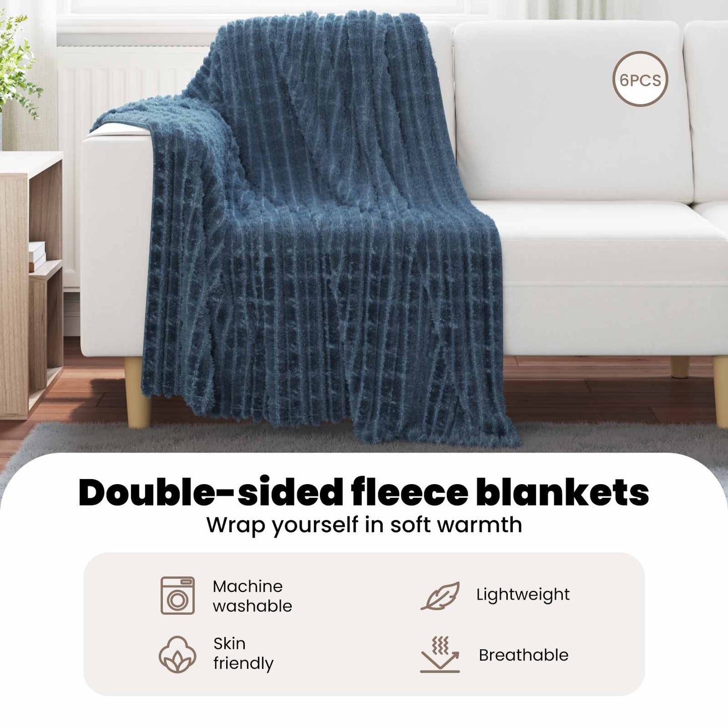 Mesti antklodės 6 pcs Jūrinė mėlyna 150 x 130 cm Flysas