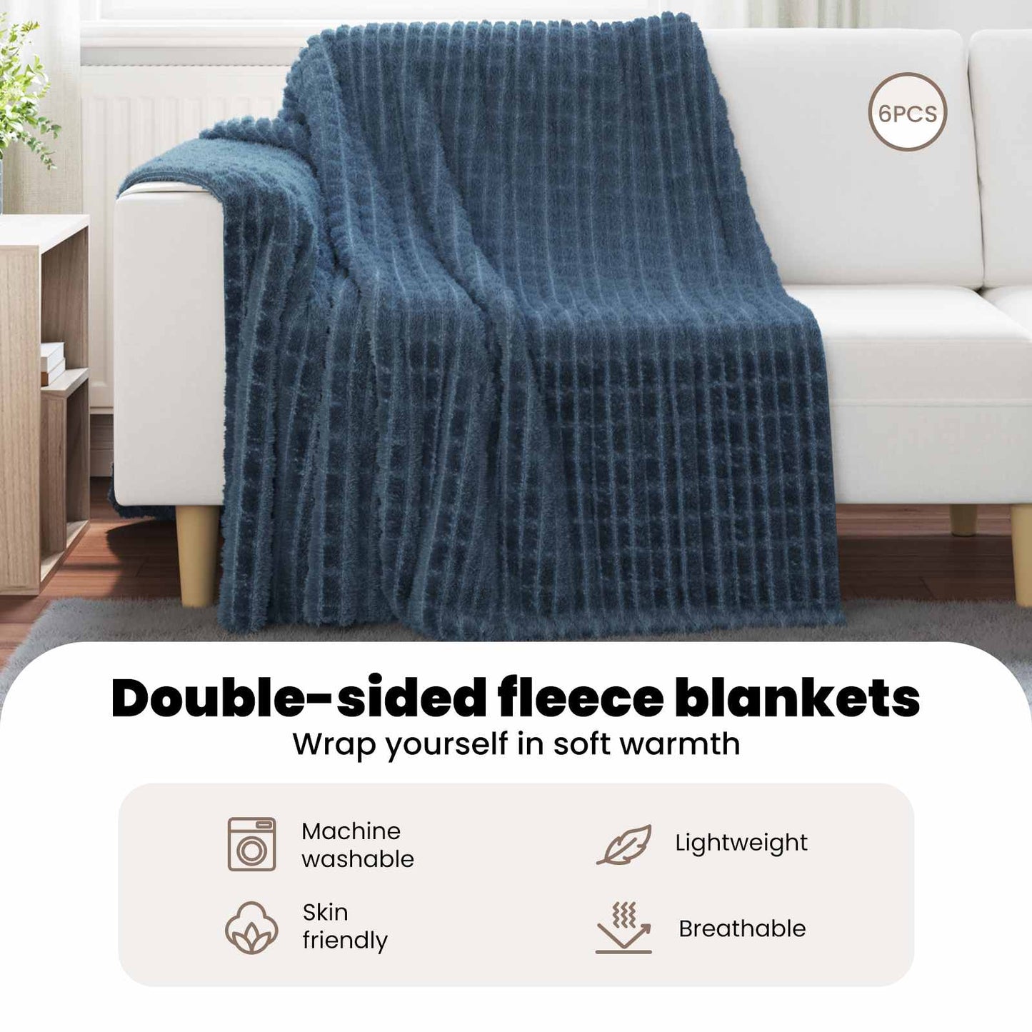 Mesti antklodės 6 pcs Jūrinė mėlyna 200 x 150 cm Flysas