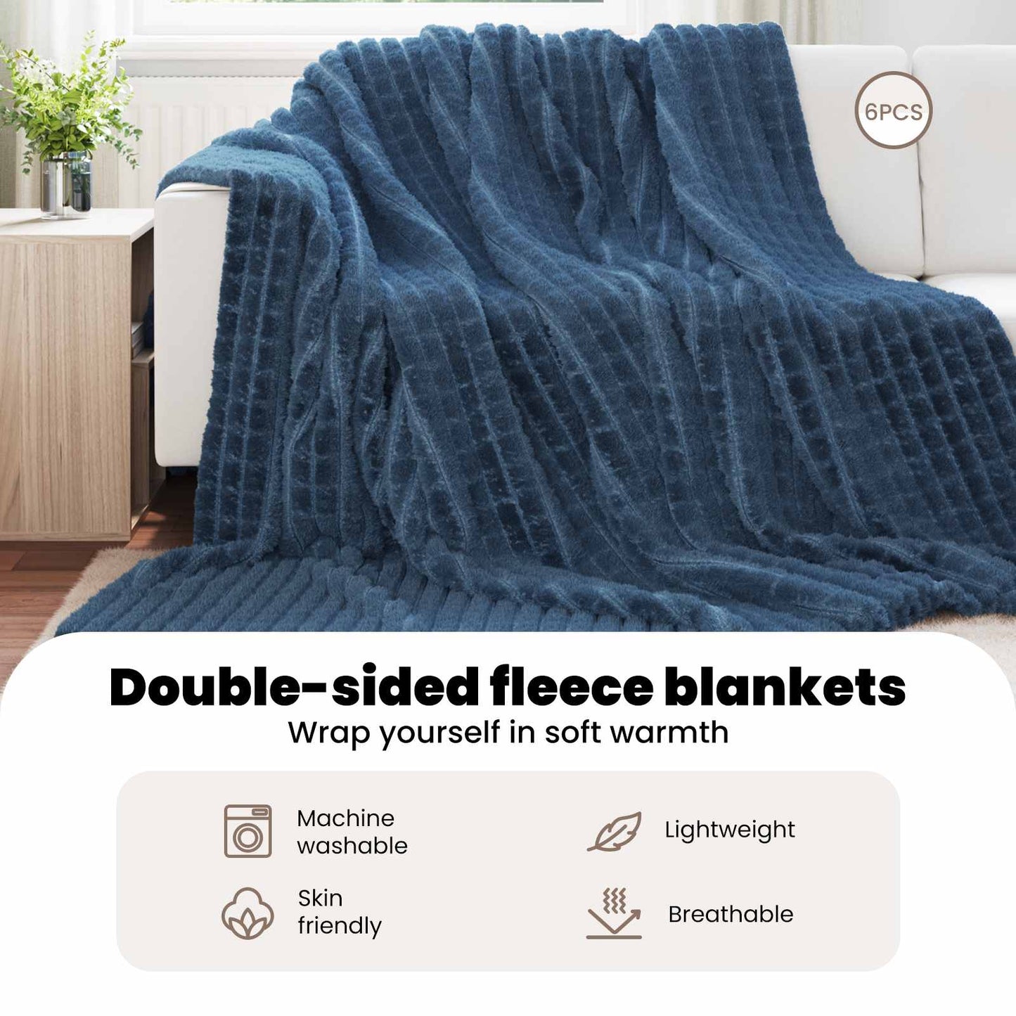 Mesti antklodės 6 pcs Jūrinė mėlyna 240 x 220 cm Flysas