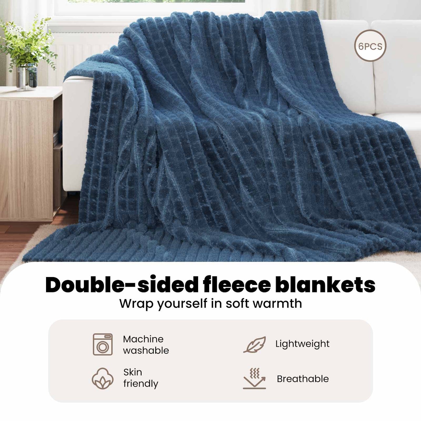 Mesti antklodės 6 pcs Jūrinė mėlyna 270 x 240 cm Flysas