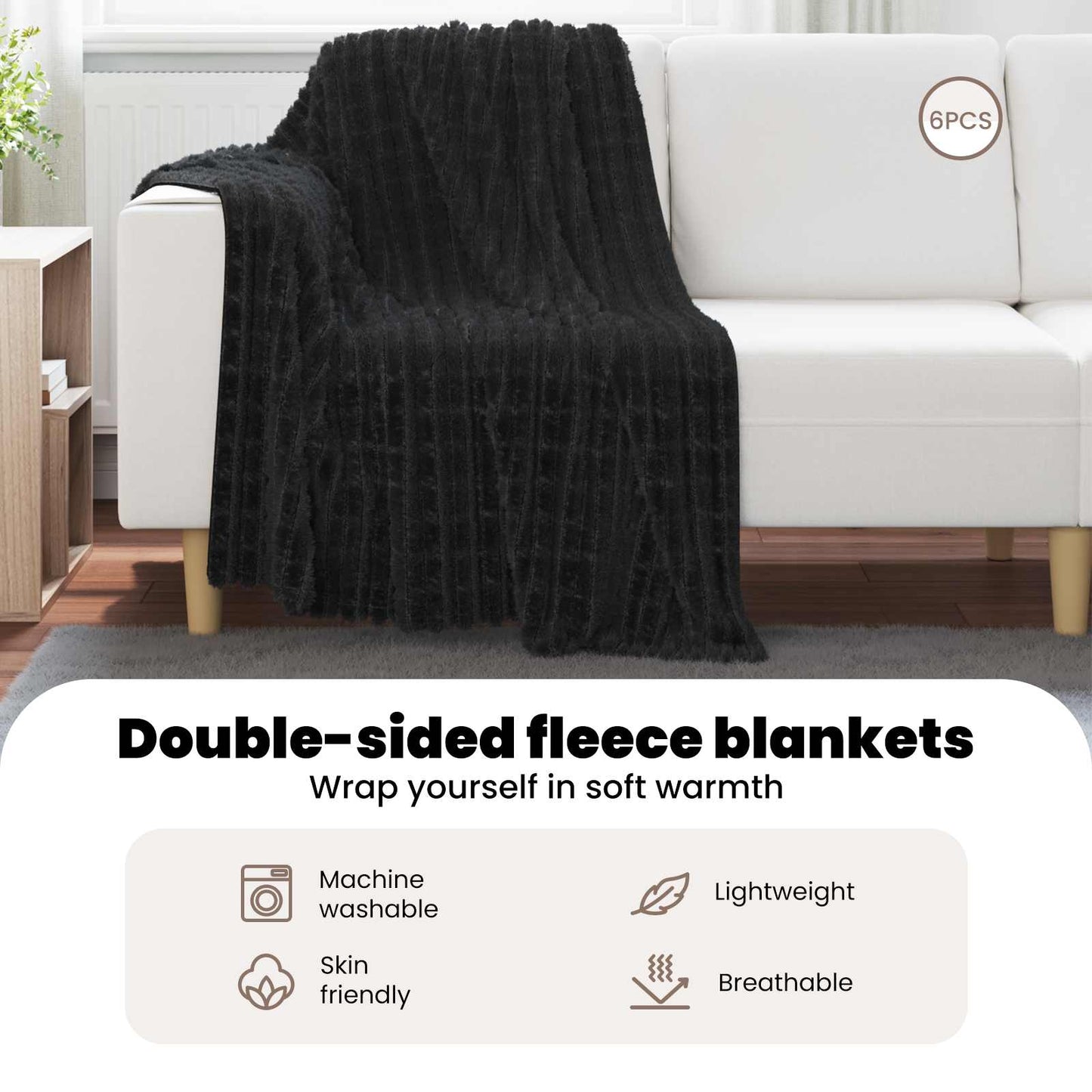 Mesti antklodės 6 pcs Juoda 150 x 130 cm Flysas
