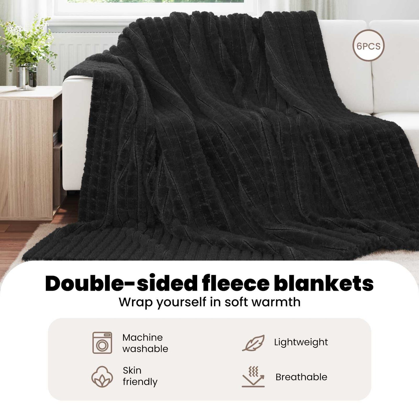 Mesti antklodės 6 pcs Juoda 240 x 220 cm Flysas