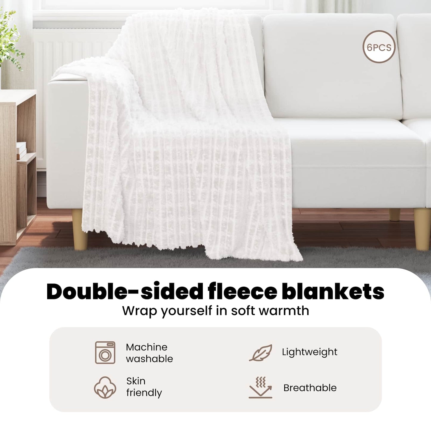Mesti antklodės 6 pcs Balta 150 x 130 cm Flysas