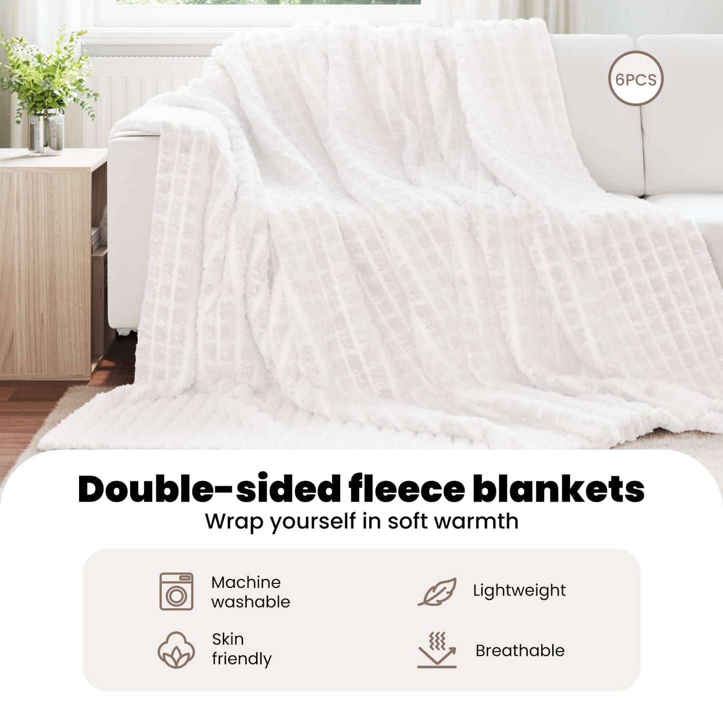 Mesti antklodės 6 pcs Balta 240 x 220 cm Flysas