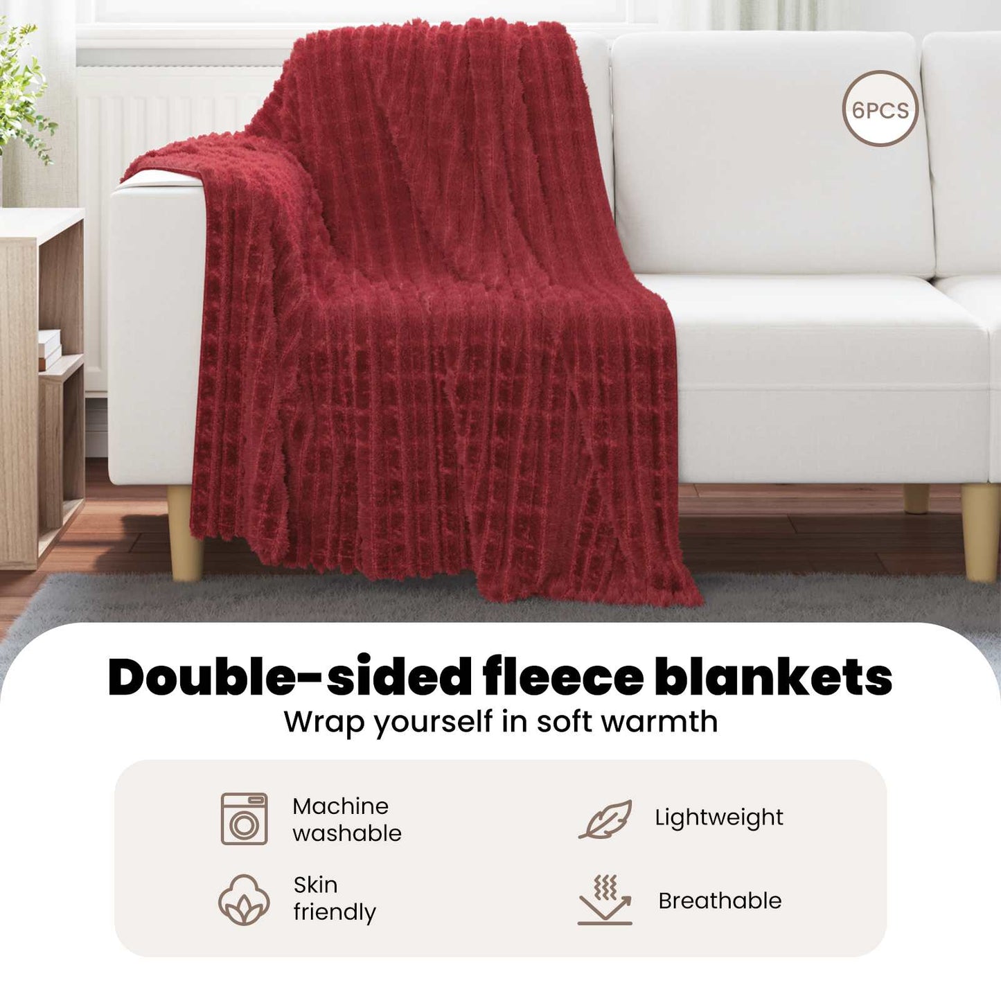 Mesti antklodės 6 pcs Bordo raudona 150 x 130 cm Flysas
