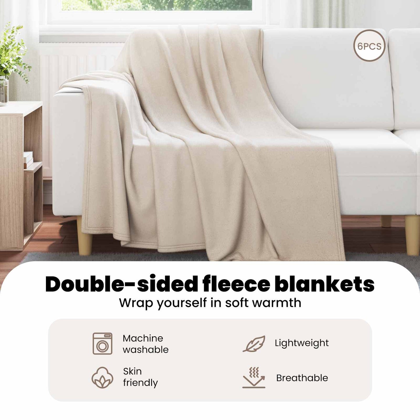 Mesti antklodės 6 pcs Smėlio 200 x 150 cm Flysas